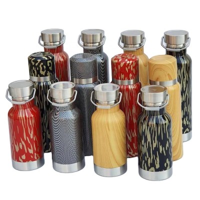 2020 Hot Seller Marble Carbon Wood Design Stainless Steel Vacuum Bottle Thermos Cup Wooden Thermal  Drinking Bottle