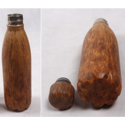 Cola/Ice/Tea/Milk/Water bottle double wall vacuum insulated Wood Drinking bottle 500ML